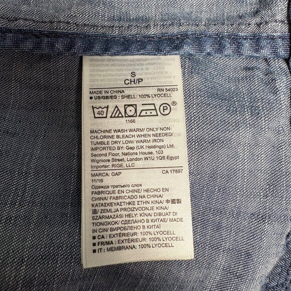 GAP Sleeveless Chambray Long Duster Vest Womens Sz Small Open Front Lightweight - Picture 7 of 8